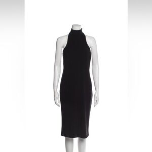 High turtleneck HATCH black jersey midi length dress